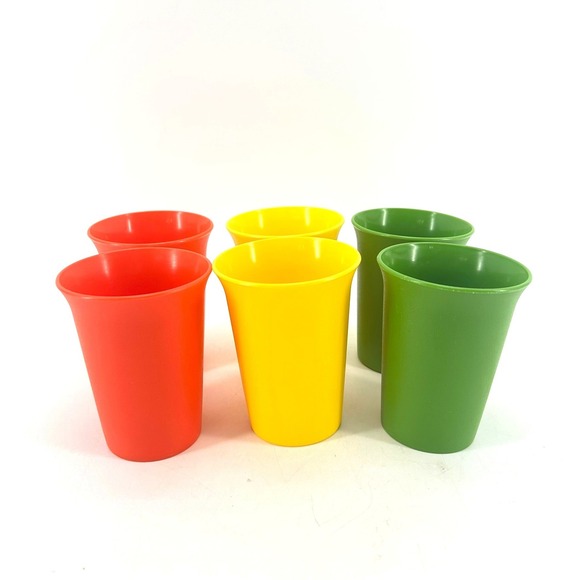 Tupperware Other - Vtg Tupperware Primary Colors Plastic Tumblers Cups Set of 6 Orange Yellow Green